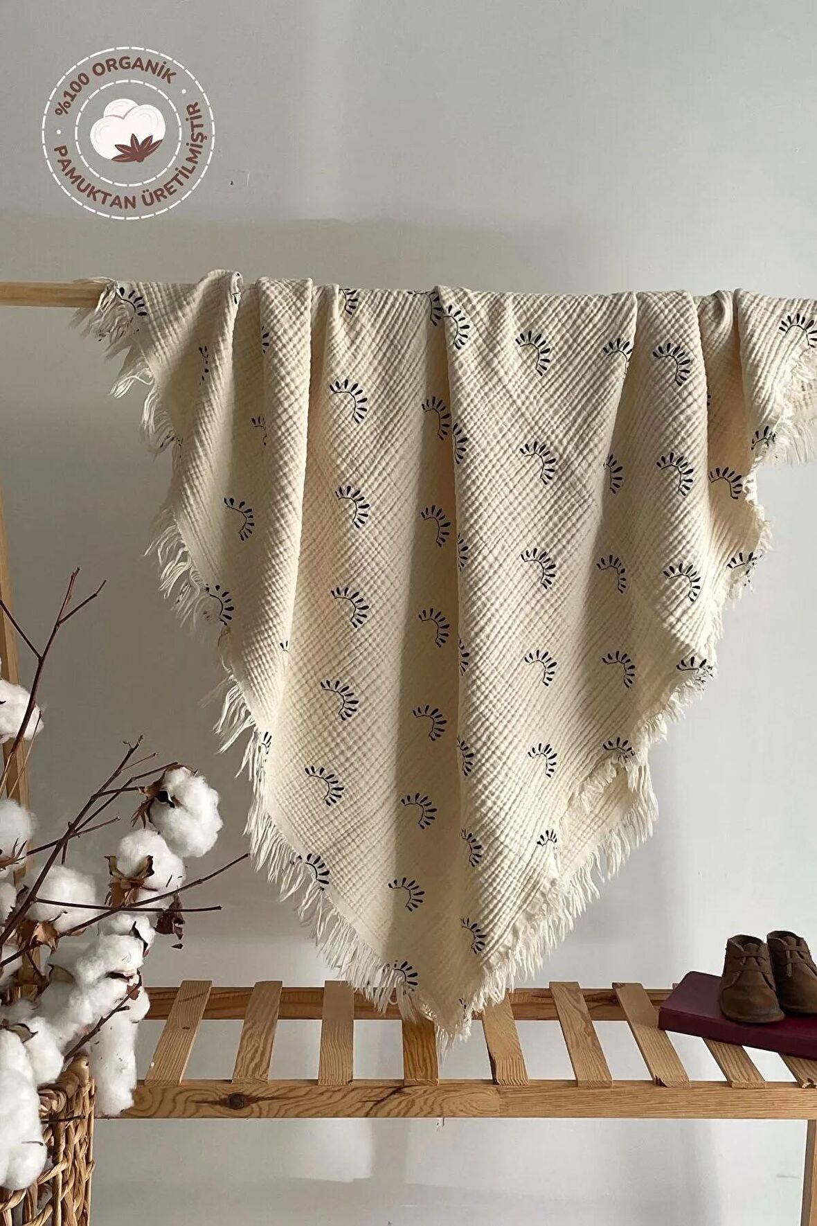 100*120 cm %100 Organik 4 katlı müslin Krinkıl Bebek/Çocuk battaniyesi-Örtüsü