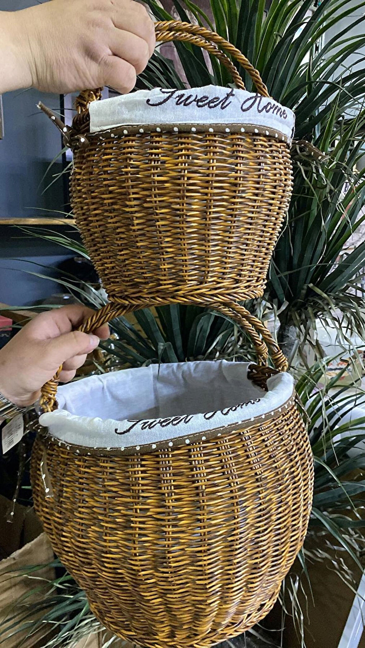 2 Li Sentetik Rattan Örme Sepet