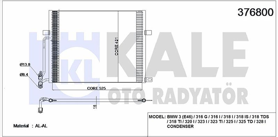 Bmw Klima Radyatörü - Klima Radyatörü - Kal 376800