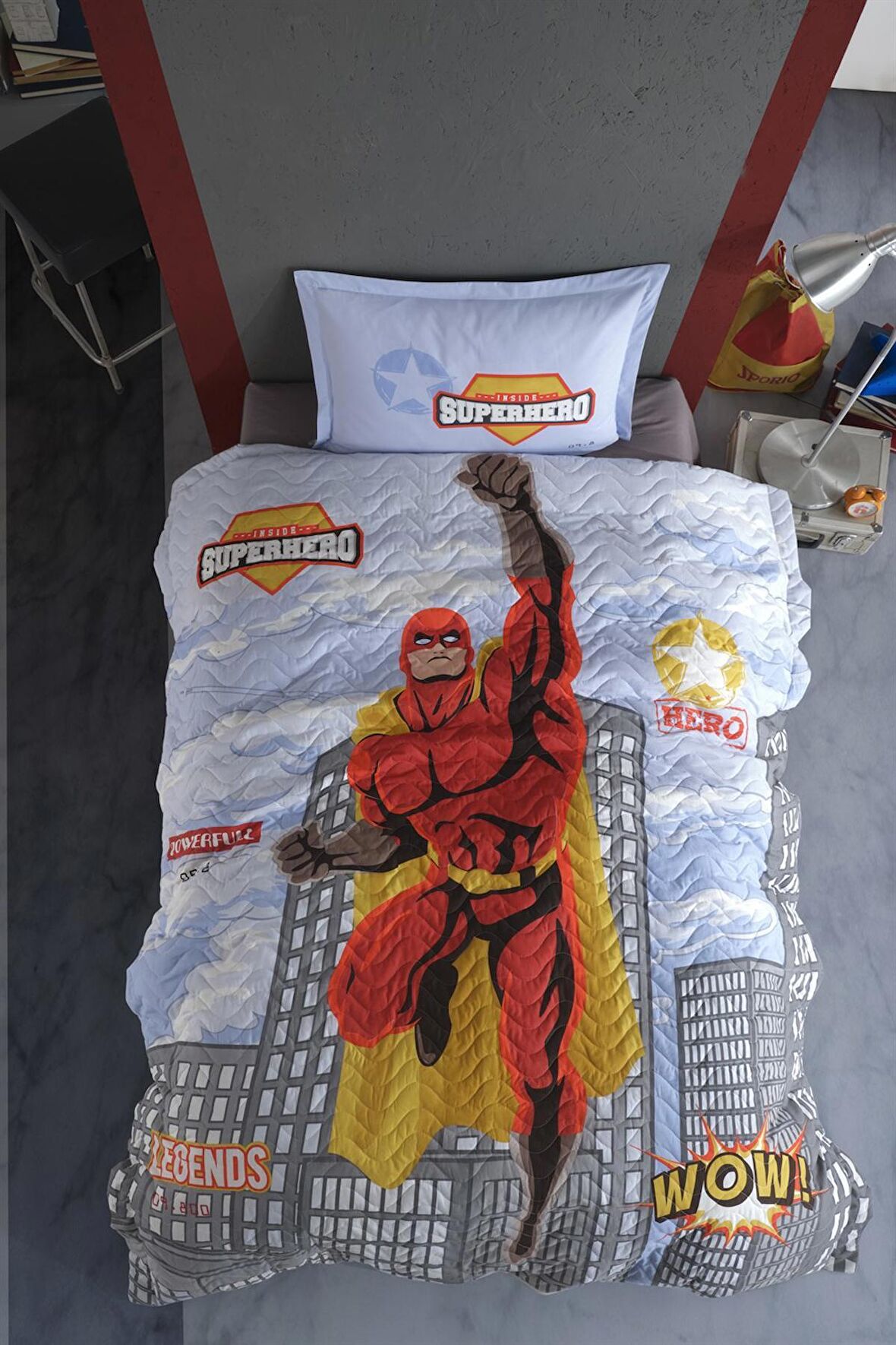 CLASY TEK KİŞİLİK DÖRT MEVSİM SET SÜPERHERO V1 GRİ 8696474231099