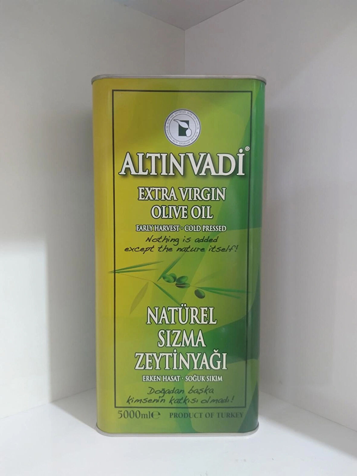 Altınvadi 5 Lt Teneke Naturel Sızma Zeytinyağı Erken Hasat & Soğuk Sıkım