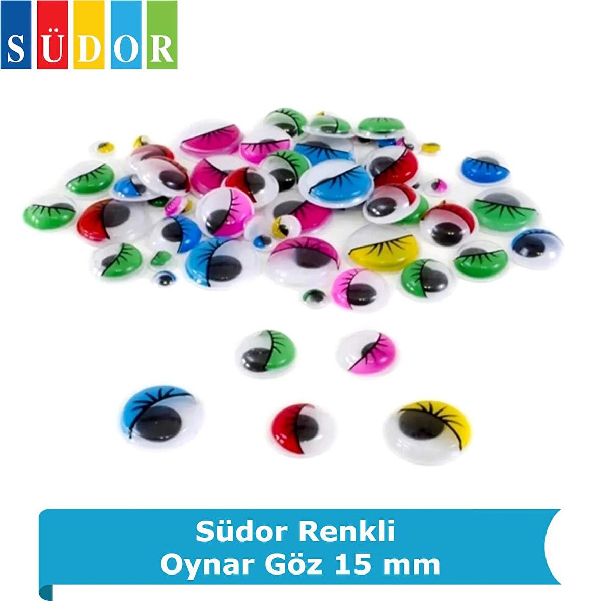 Südor Renkli Oynar Göz 15 mm 10lu  Kod: SDPUL-21