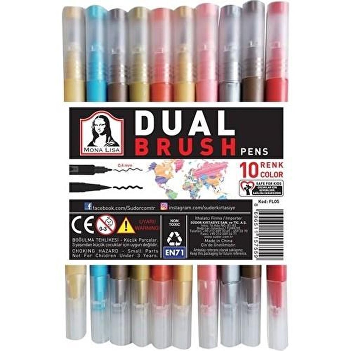 Monalisa Dual Fıneliner + Brush 10 Renk Set