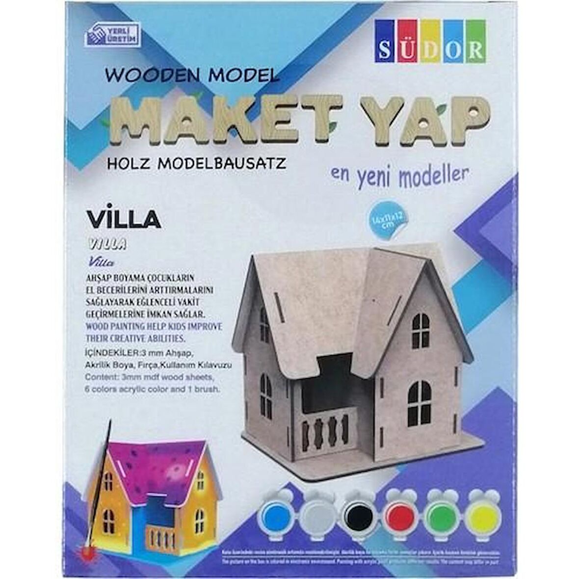 Südor Ahşap Maket Villa Boyama Seti 14X11X12 cm N:MD204 Südor