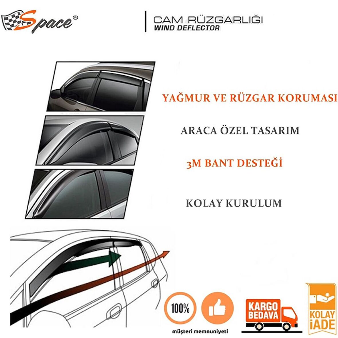 Space Cam Rüzgarlığı Honda/Civic 2001 4lü Set / CARU10