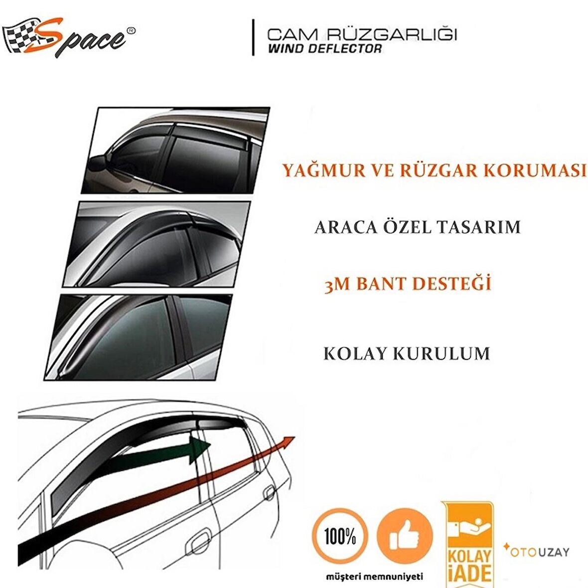 Space Cam Rüzgarlığı 1.2mm Toyota/AvenSis 2003-2009 4'lü Set / CARU368