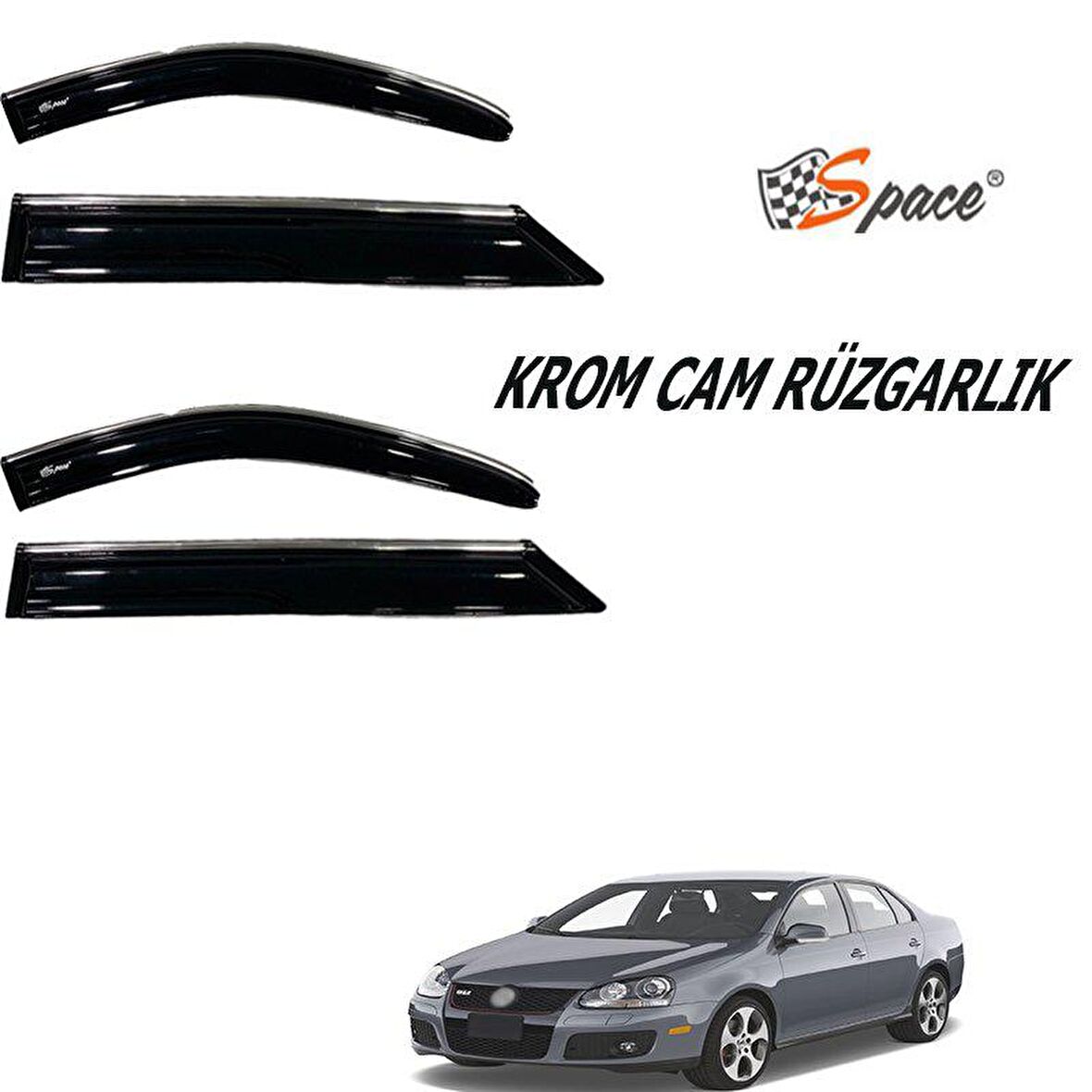 Volkswagen Jetta  Krom cam rüzgarlığı 1.2mm 2005-2010 4'lü / CARU457