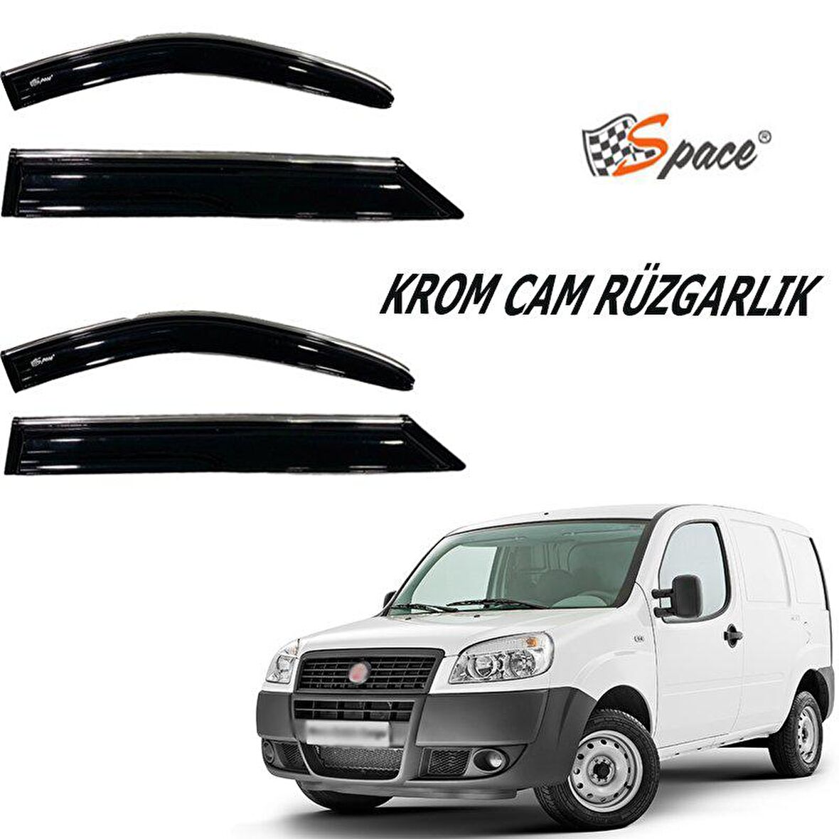 Fiat Doblo Krom cam rüzgarlığı 1.2mm  2002-2009 2'li / CARU464