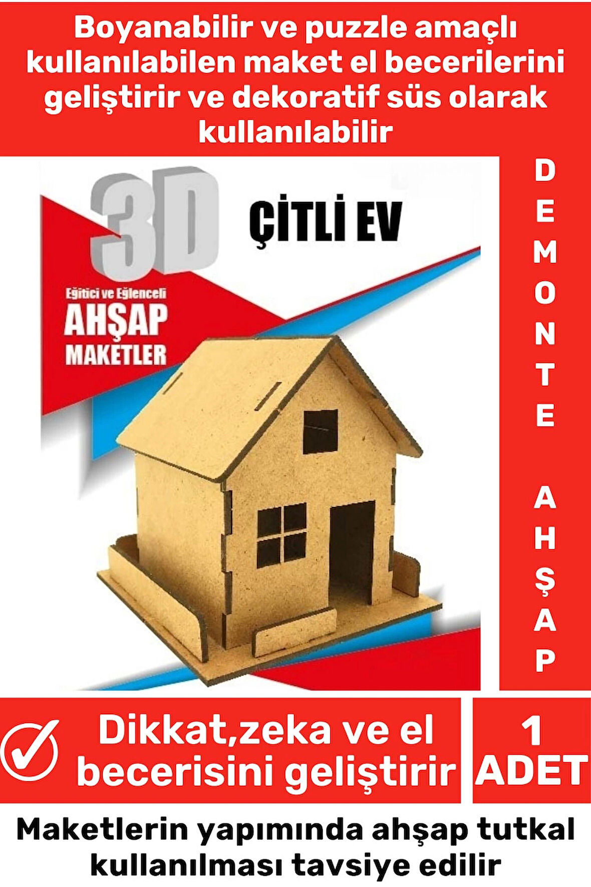 Özel 3D Görsel Zeka Geliştirici Boyanabilir Çocuk Yetişkin Puzzle Dekoratif Demonte Ahşap Oyun Maket