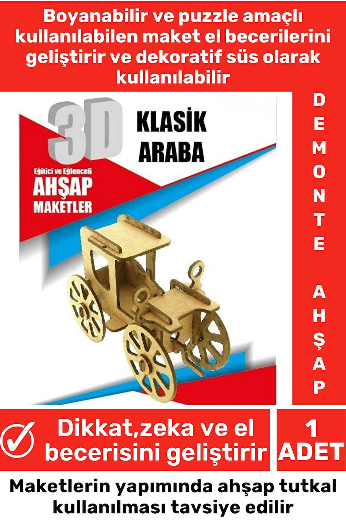 Özel 3D Görsel Zeka Geliştirici Boyanabilir Çocuk Yetişkin Puzzle Dekoratif Demonte Ahşap Oyun Maket