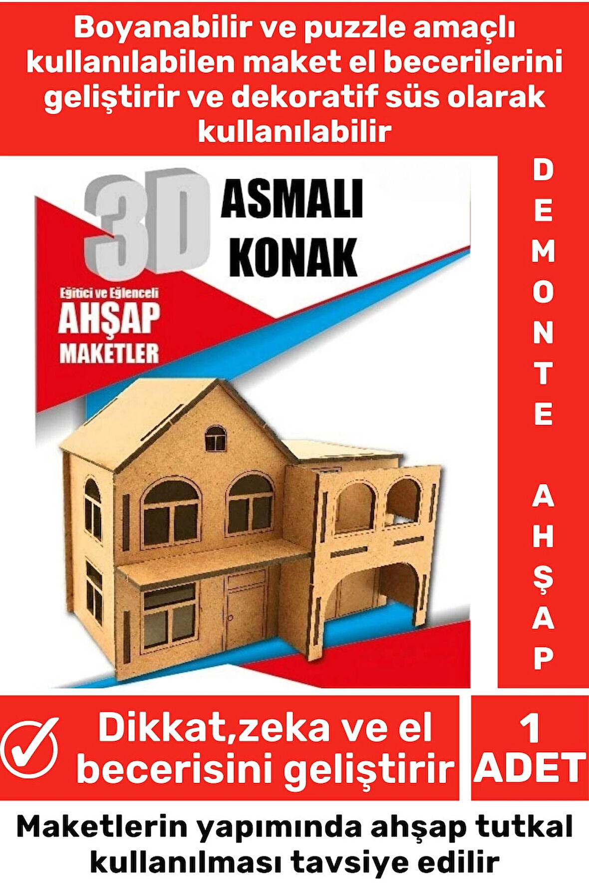 Özel 3D Görsel Zeka Geliştirici Boyanabilir Çocuk Yetişkin Puzzle Dekoratif Demonte Ahşap Oyun Maket