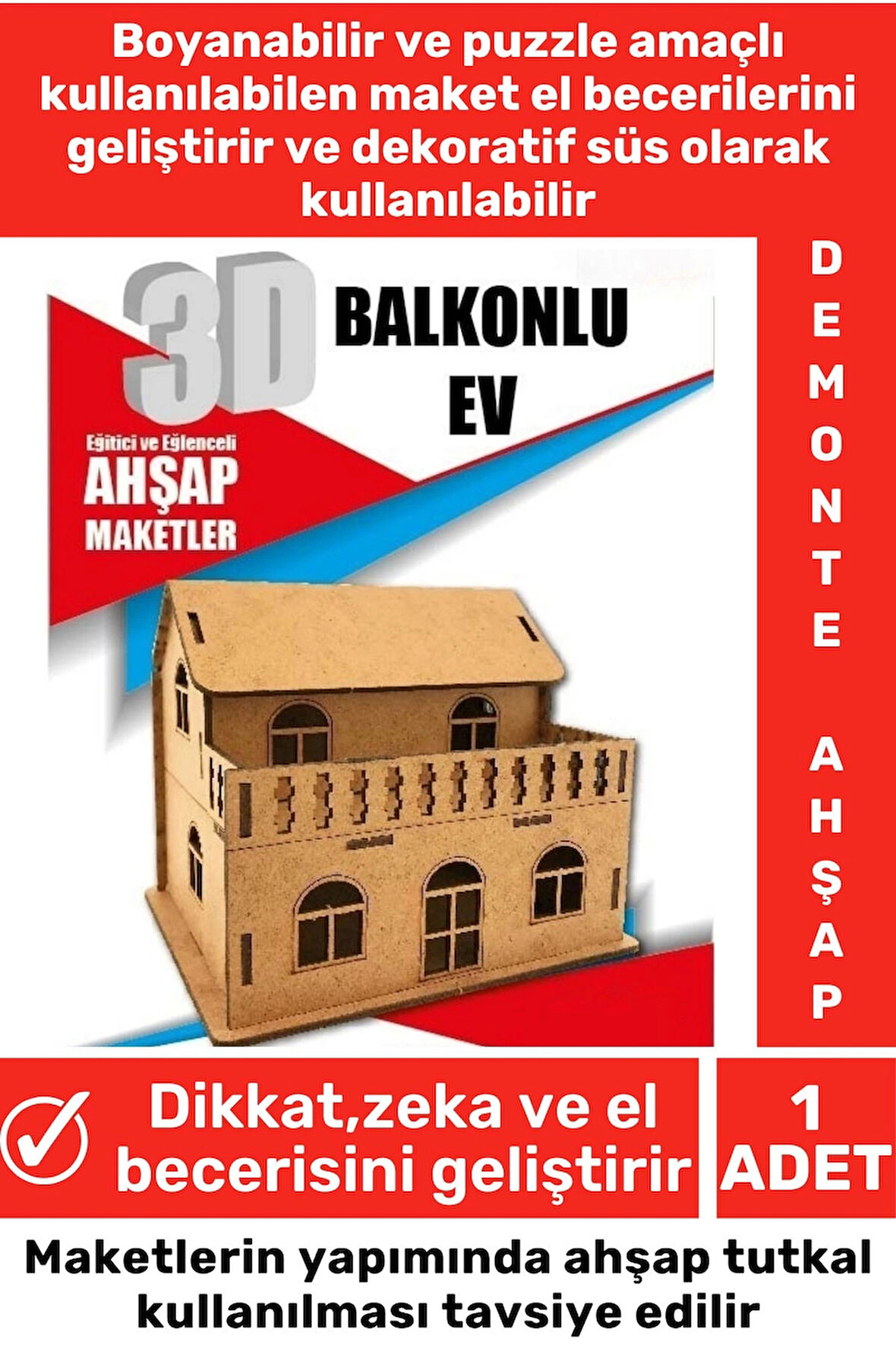 Özel 3D Görsel Zeka Geliştirici Boyanabilir Çocuk Yetişkin Puzzle Dekoratif Demonte Ahşap Oyun Maket