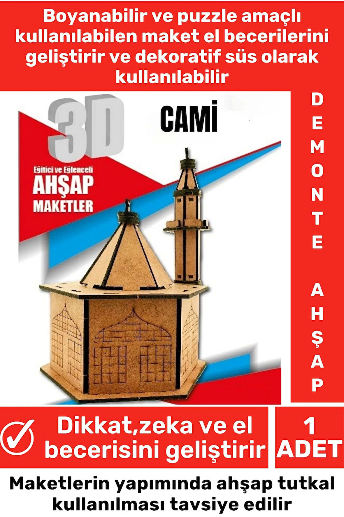 Özel 3D Görsel Zeka Geliştirici Boyanabilir Çocuk Yetişkin Puzzle Dekoratif Demonte Ahşap Oyun Maket