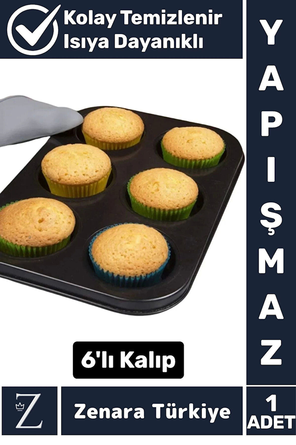 Yüksek Kalite Isıya Dayanıklı Yanmaz Yapışmaz Kolay Temizlenir Kek Brownie Cupcake 6lı Muffin Kalıbı
