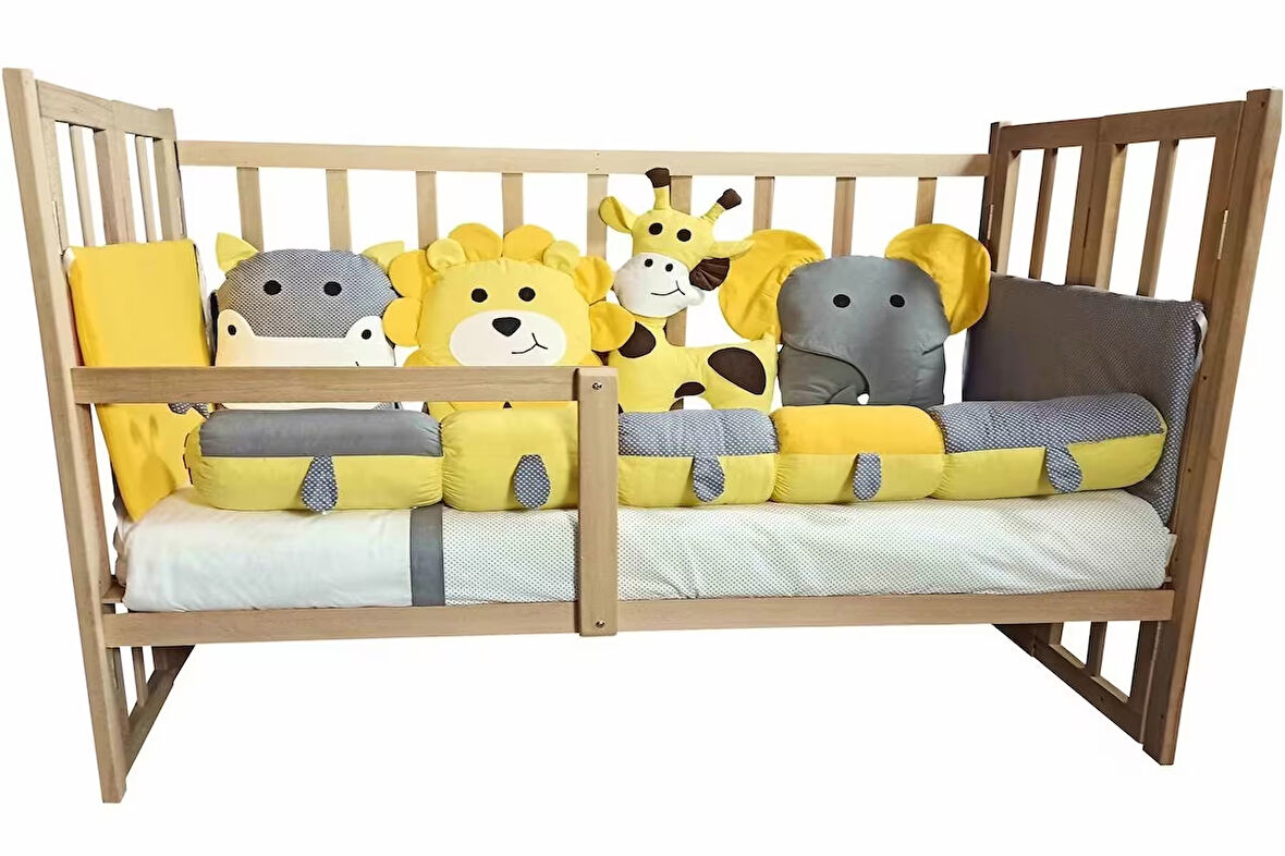 Rimini Baby Smartcrib Doğal Katlanır Beşik+ ilk Arkadaşlarım Eğitici Uyku Seti+ Yatak +Cibinlik