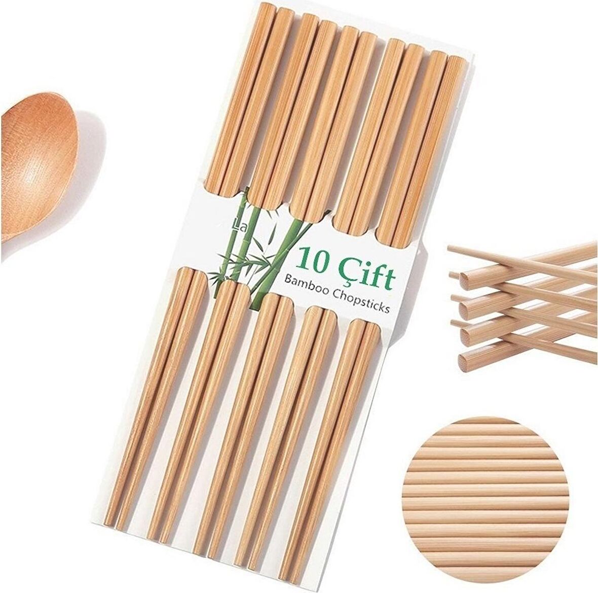 10 Çift - 20 Adet Yıkanabilir Organik Bambu Çin Çubuk Uzakdoğu Çin Yemek Çubuğu Chopstick