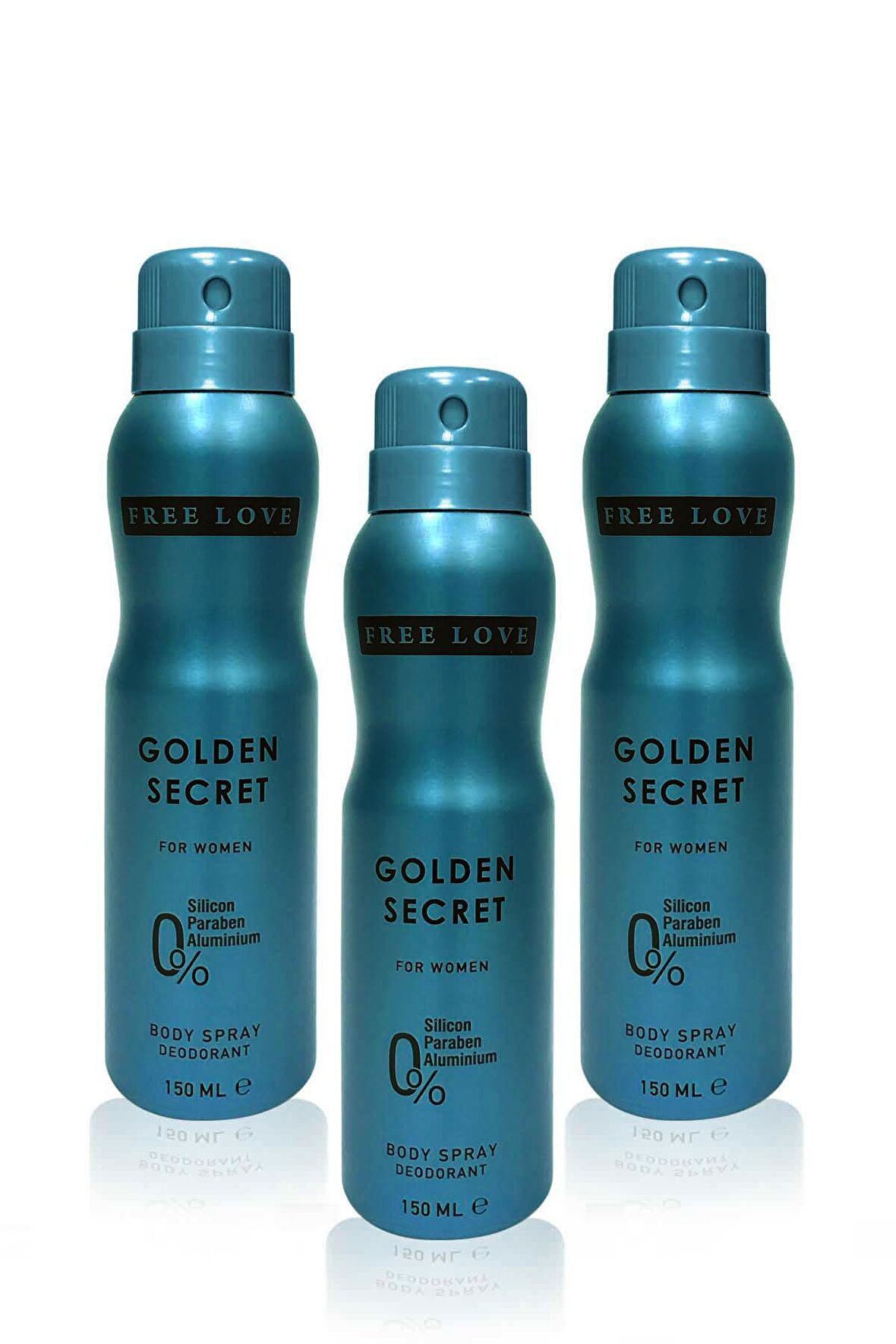 Free Love Golden Pudrasız Kadın Sprey Deodorant 150 ml x 3