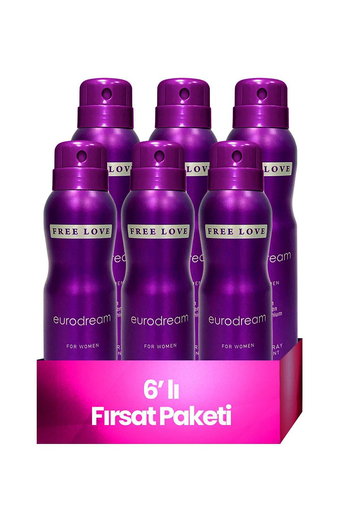 Free Love Eurodream Antiperspirant Ter Önleyici Leke Yapmayan Kadın Sprey Deodorant 150 ml x 6