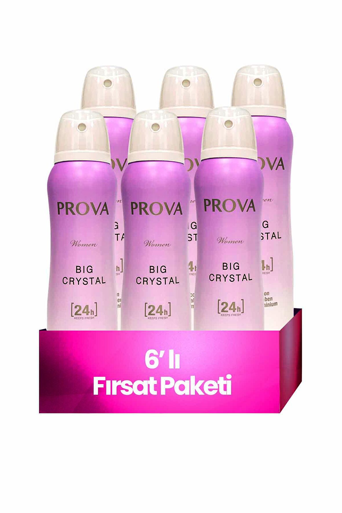 Prova Crystal Antiperspirant Ter Önleyici Leke Yapmayan Kadın Sprey Deodorant 150 ml x 6