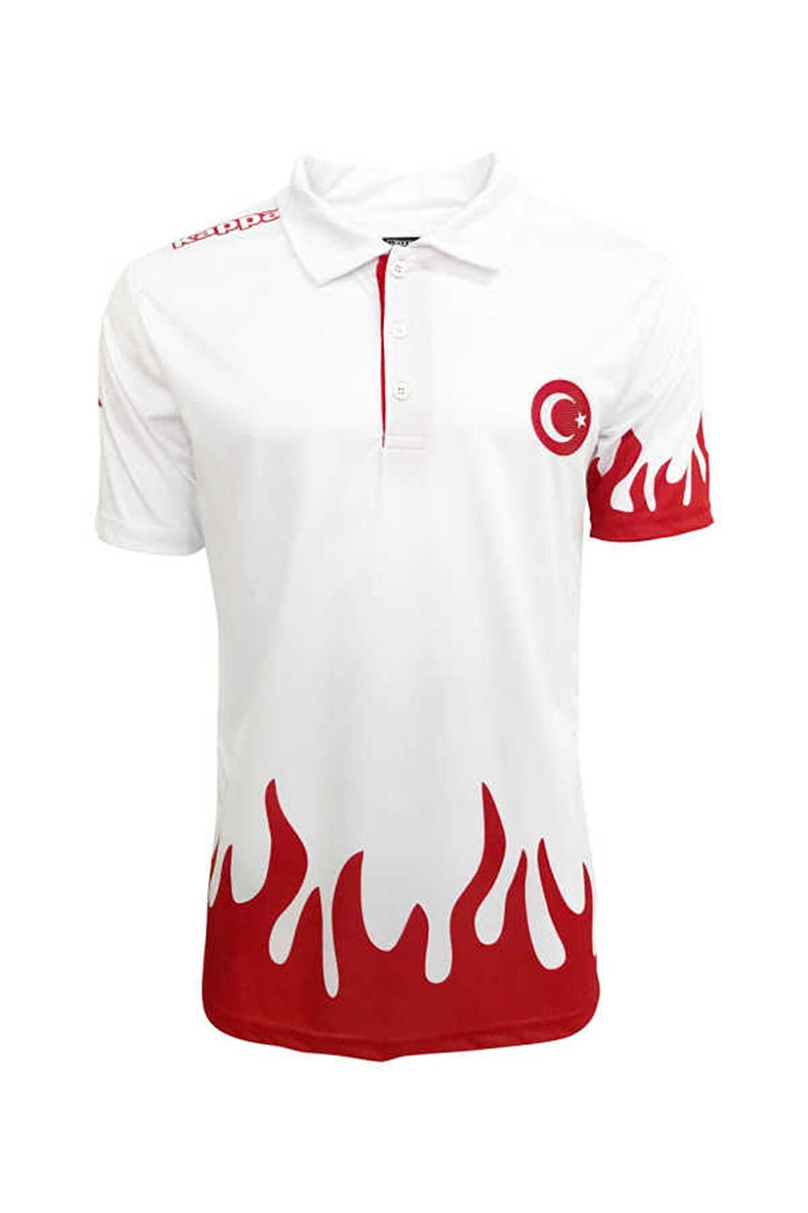 Kappa Türkiye Alev Desenli Polo Tişört - Beyaz