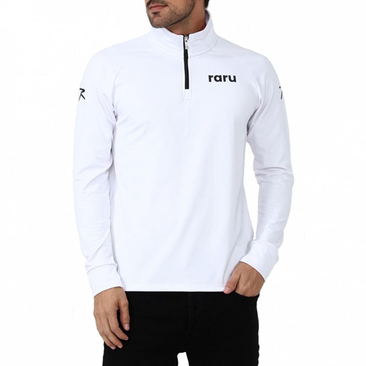 Raru Erkek Yarım Fermuarlı Sweatshirt URSUS BEYAZ