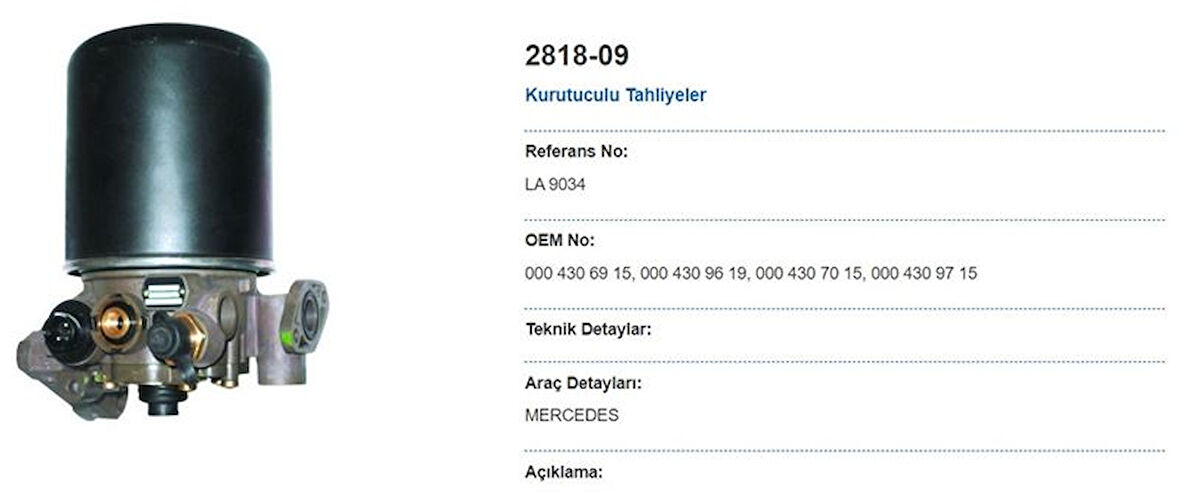 Unıversal Truck Kurutuculu Tahlıye - May 2818-09