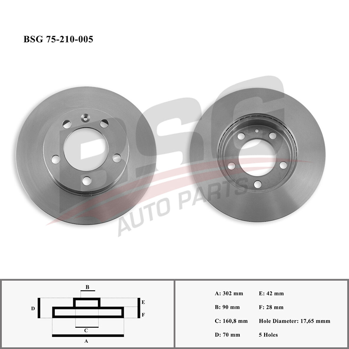 Renault Fren Diski Ön - 302mm Adet Fiyatıdır(kutu İçi 2adet) - Bsg 75-210-005