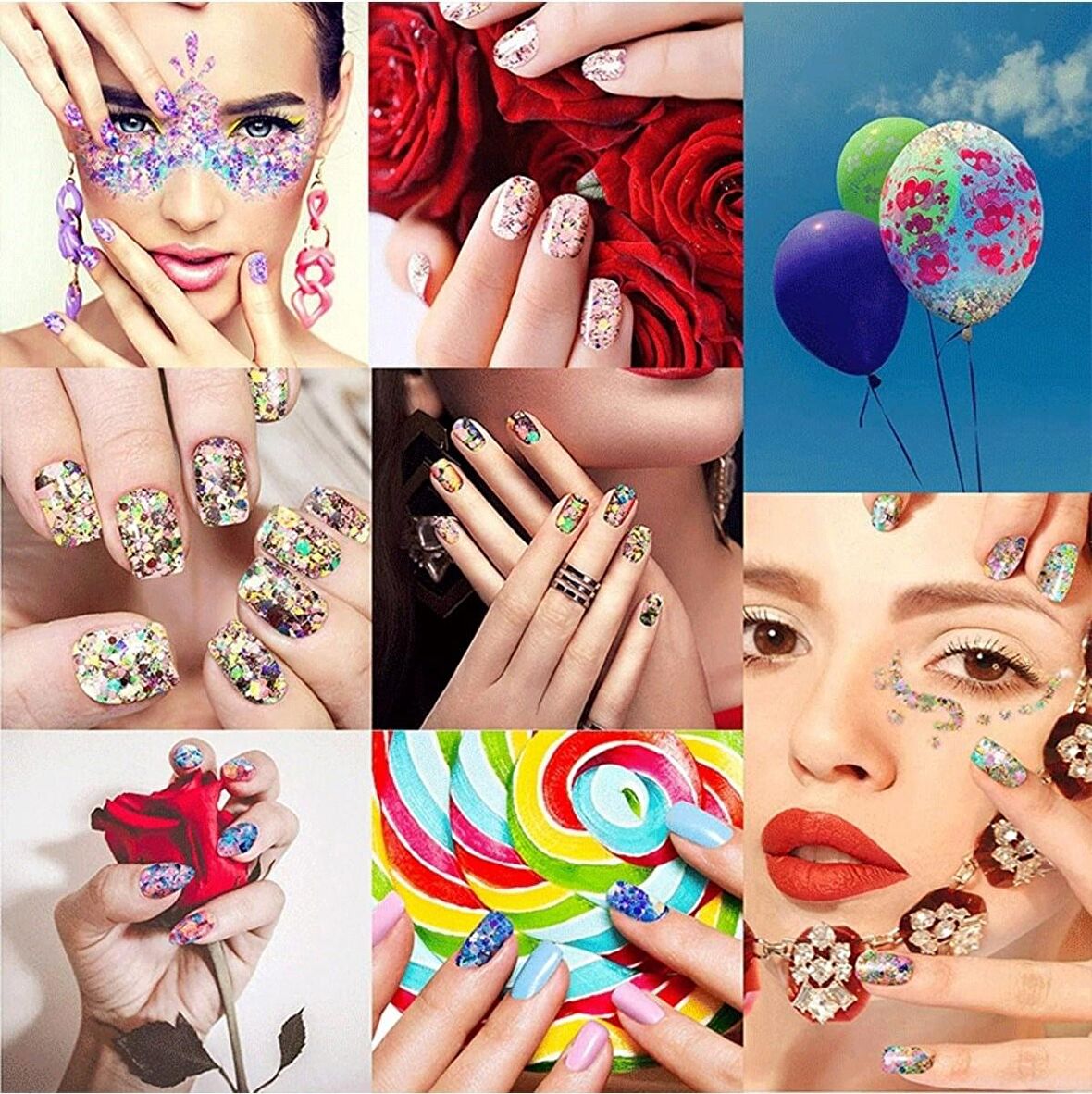 Nail Art 48 Adet Mega Sim Pul Boncuk Seti Tırnak Göz Çevresi Süsleme Kalıcı Oje Protez Tırnak