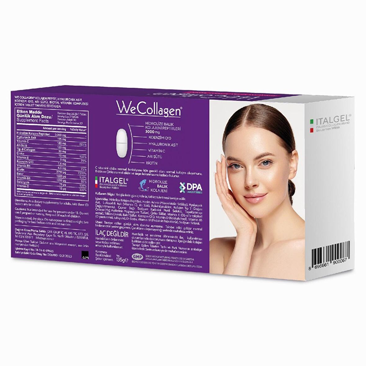 Wecollagen 90 Tablet, Hyaluronic Acid, Biotin, Collagen, Kolajen