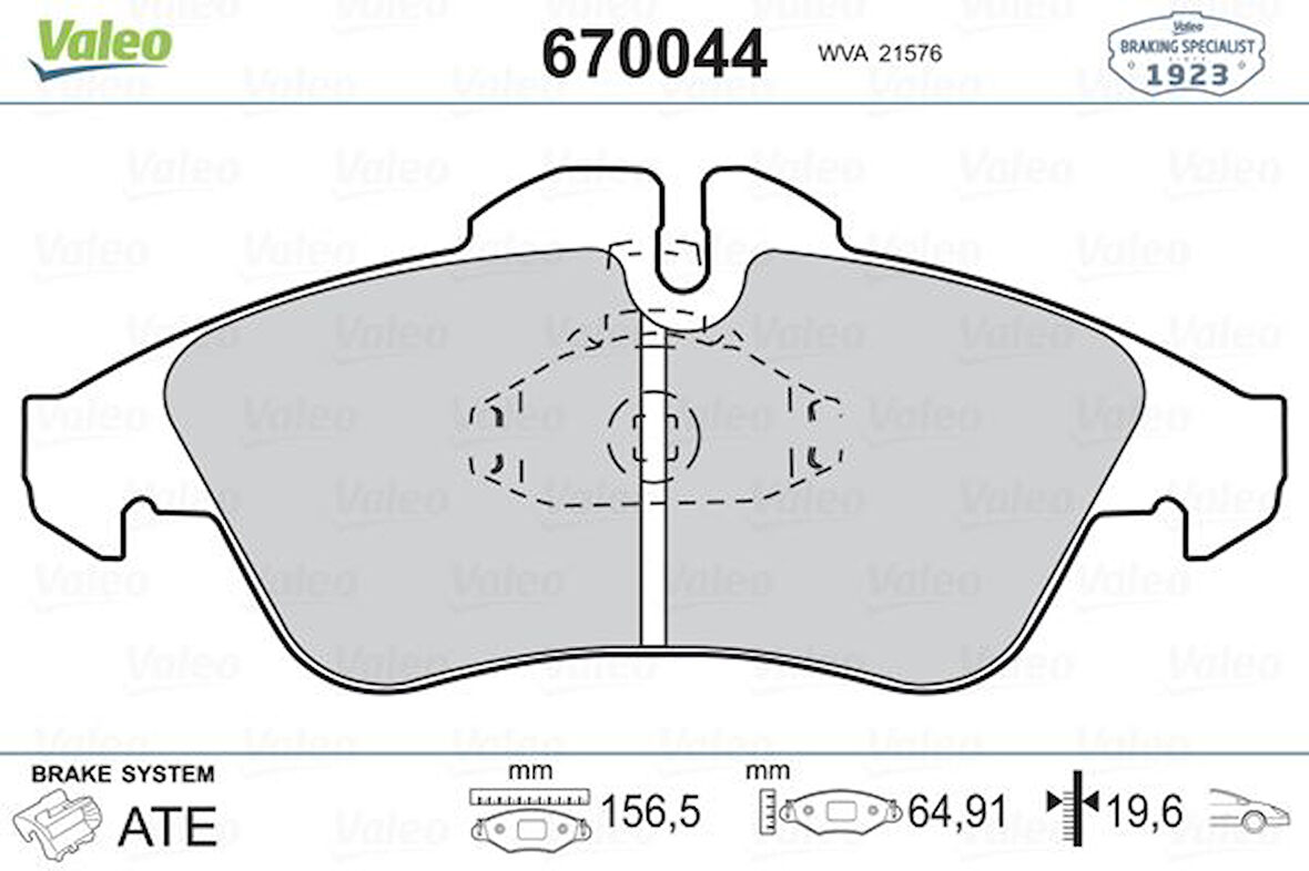 Mercedes Fren Balatası On V-Class 638/2 97>03 Vito 638 97>03 Sprinter 97>06 Lt 28/35 96>06 - Valeo 670044