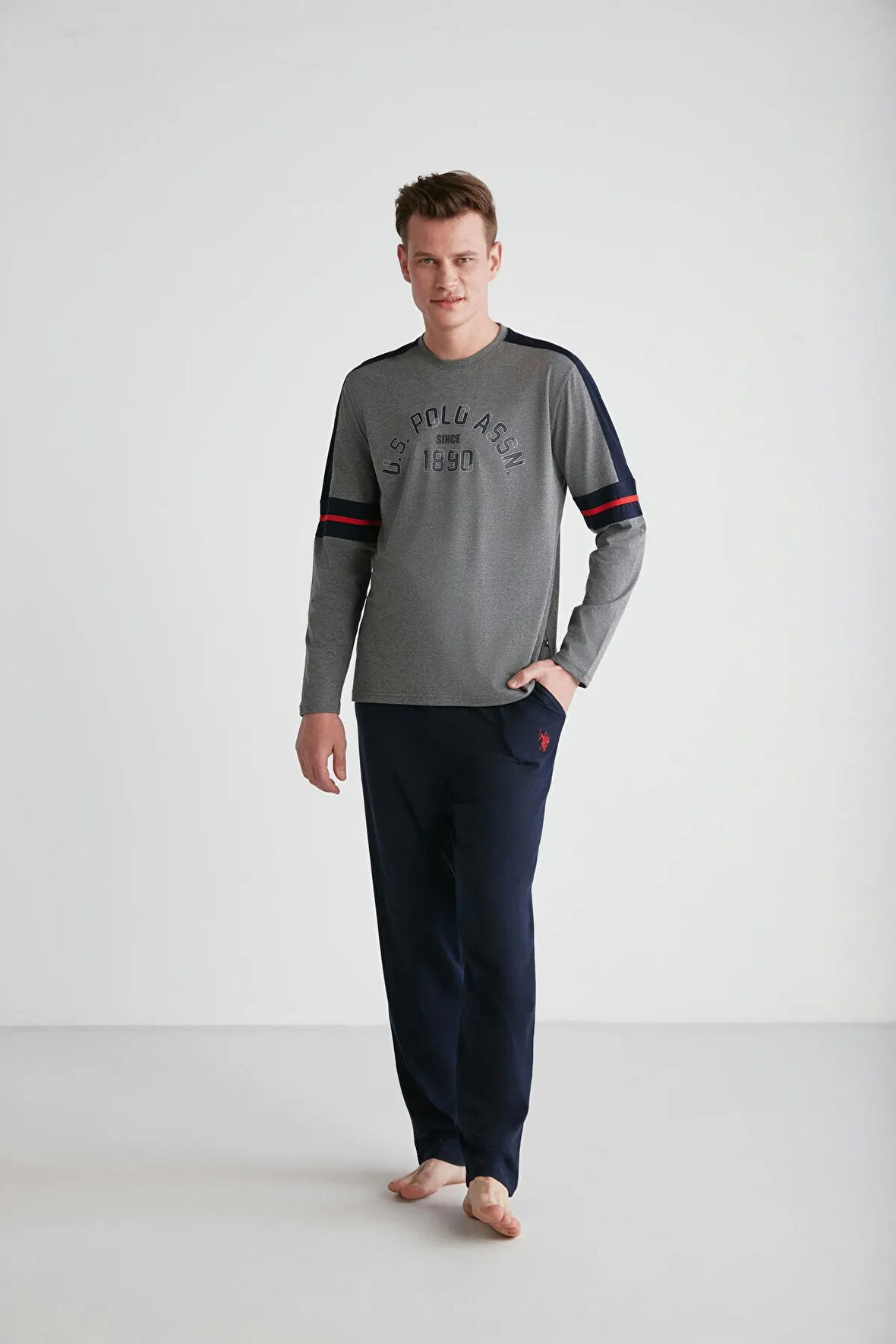 U.S. POLO ASSN. 18727 Erkek Yuvarlak Yaka Pijama Takımı