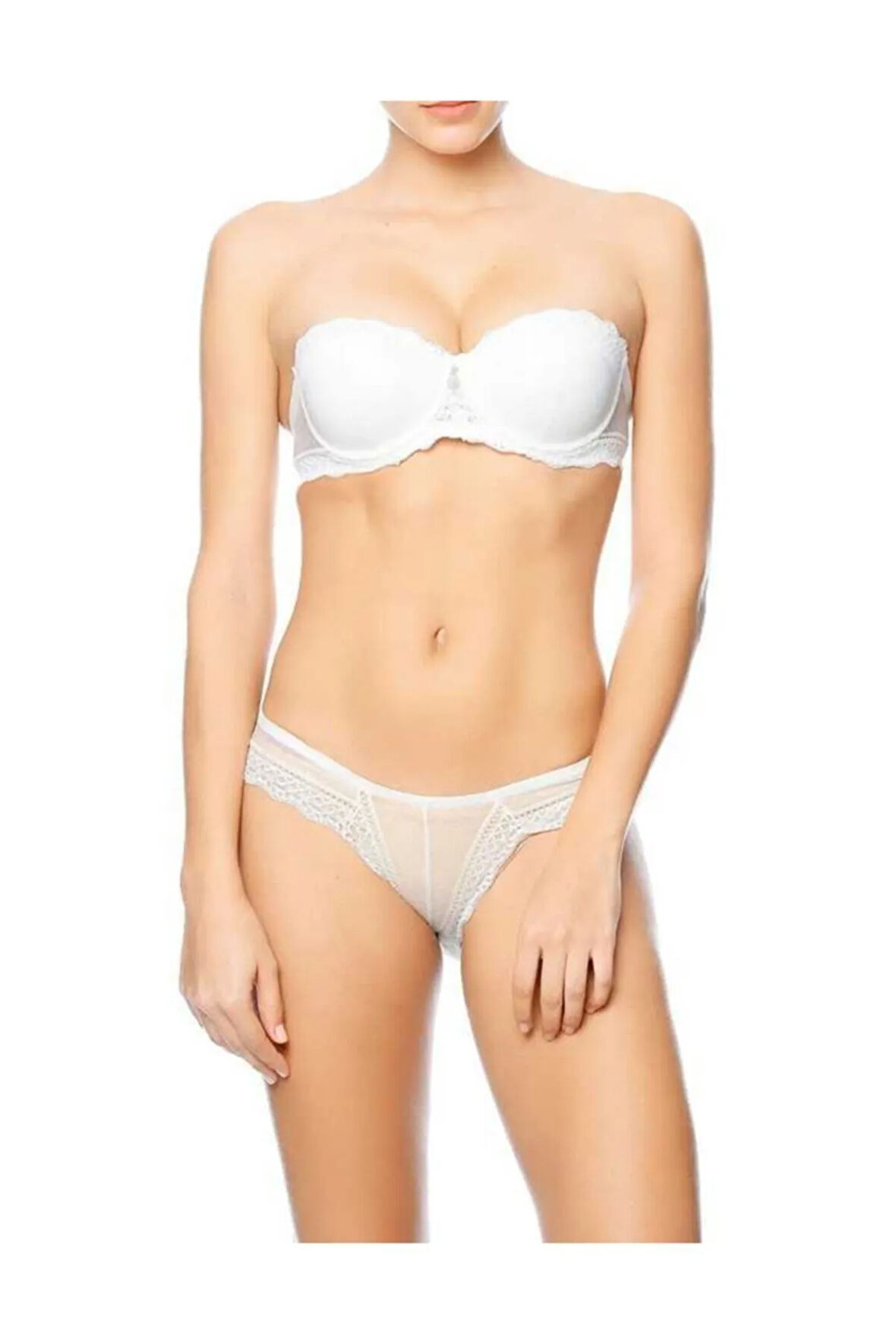 4545 Destekli Straplez Sütyen Takım - Ekru