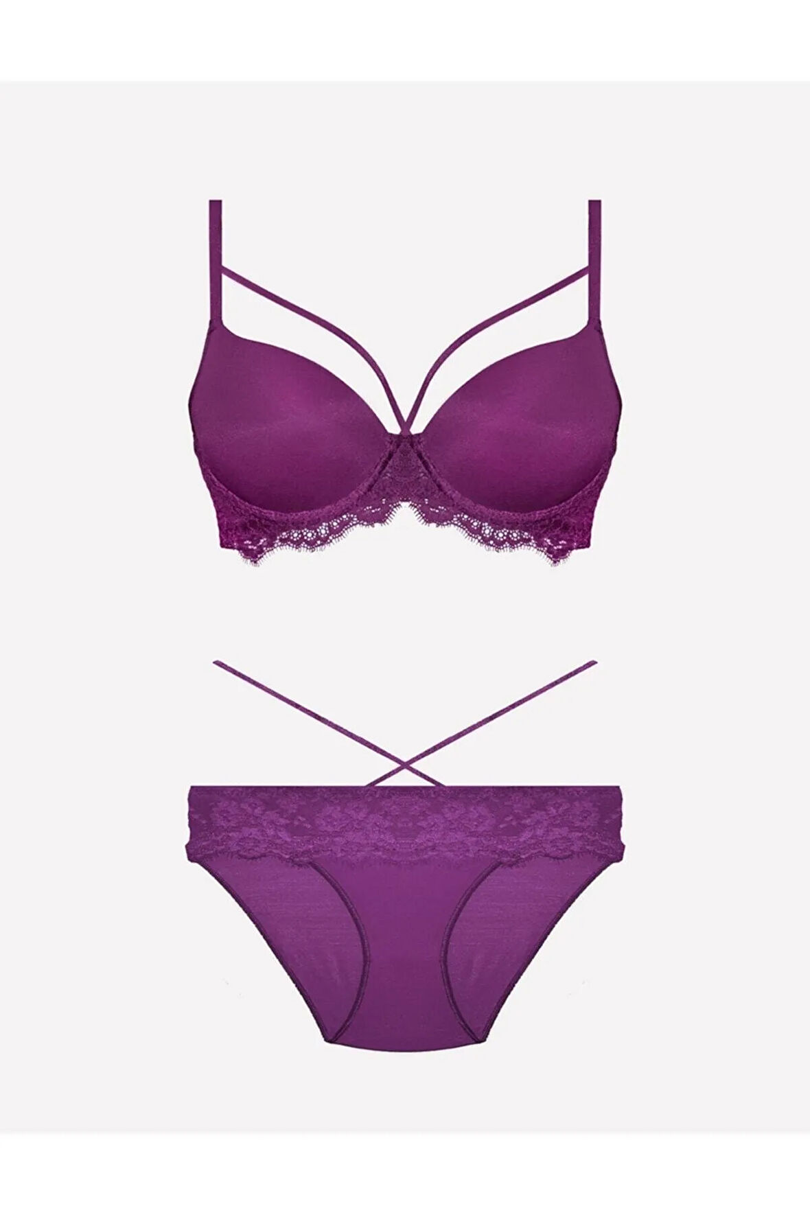 Kadın Desteksiz Ipli Sütyen Külot Takım 4618 - Bordo