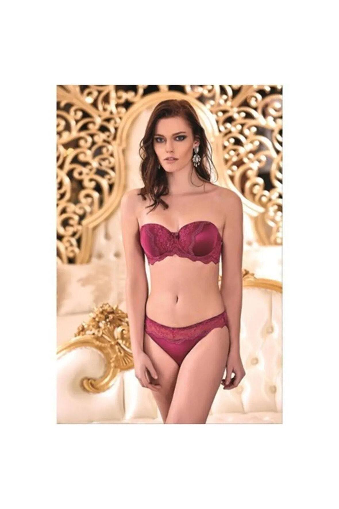 Kadın Siyah Desteksiz Straplez Sütyen Takım 4228