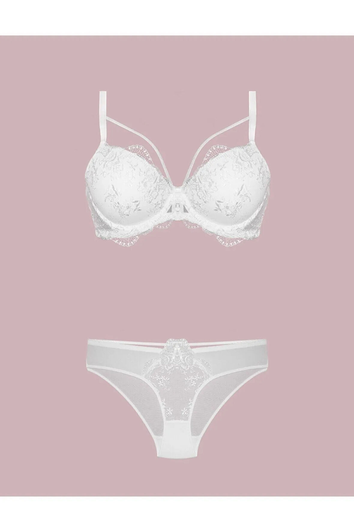 Dolgulu Sütyen Külot Takım - Kırmızı 4485