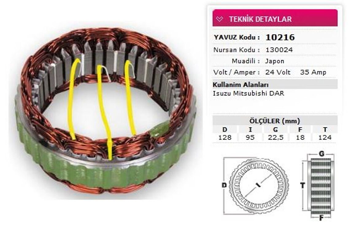 İsuzu Ticarı Alternator Stator Mitsubıshı Tip 24v 35a İsuzu Mitsubıshı Dar Nursan 130024 - Yavuz 10 216