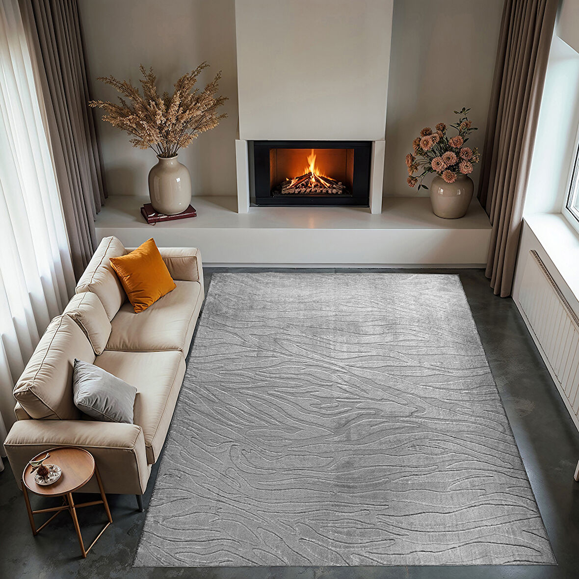 DİNARSU ALAÇATI PÜSKÜLLÜ PARÇA HALI 150X230 HEX GRİ