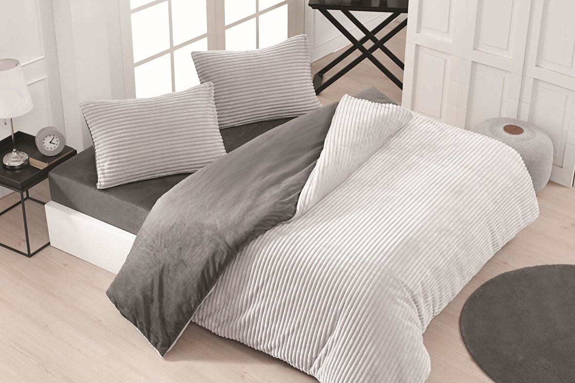 Merinos Eternity Fitilli 4 Parça Çift Kişilik Nevresim Takımı 200x220 Açık Gri