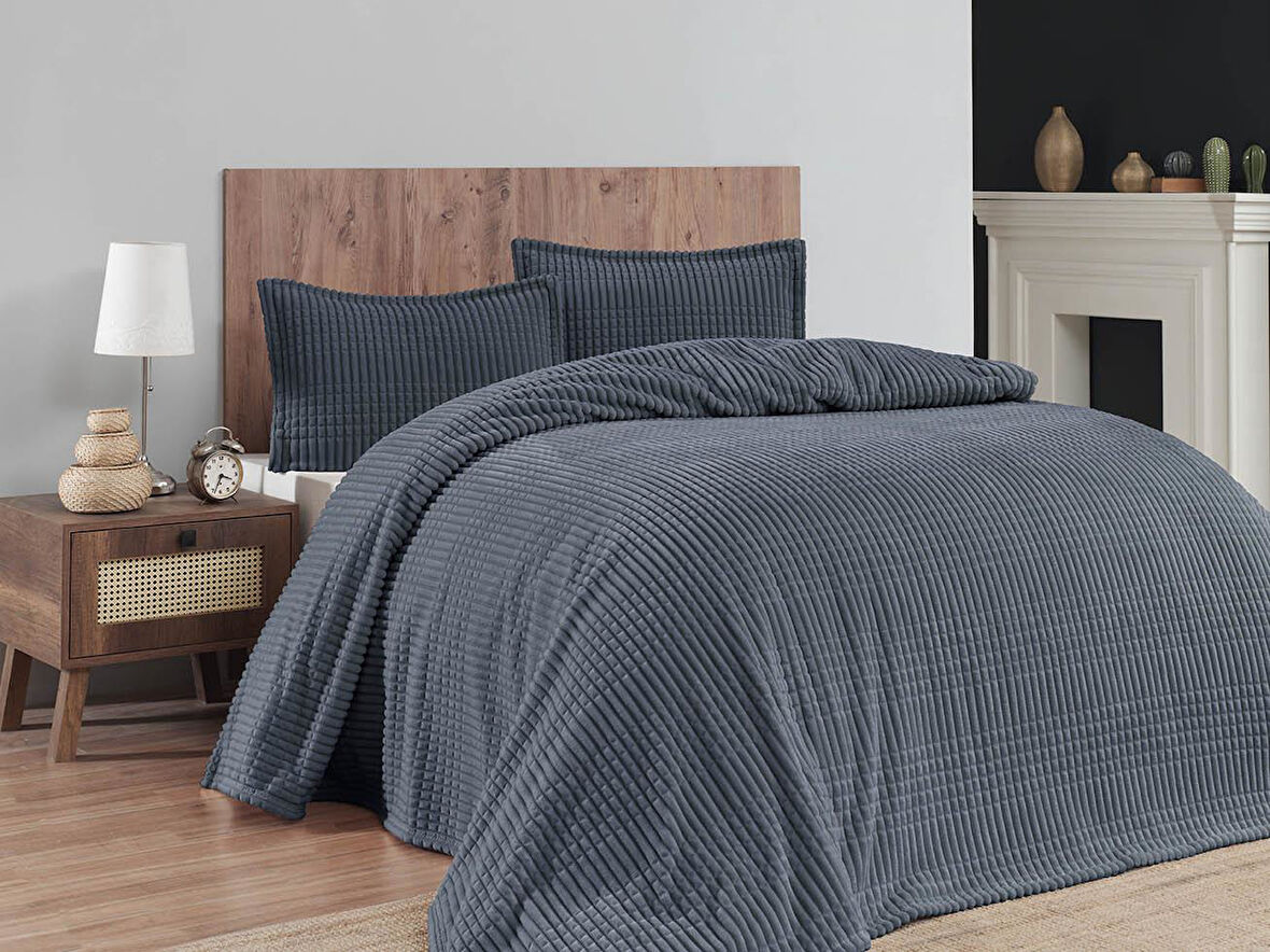 Merinos Modern Line 3 Parça Çift Kişilik Battaniye Seti Kutulu 220x240 Ocean