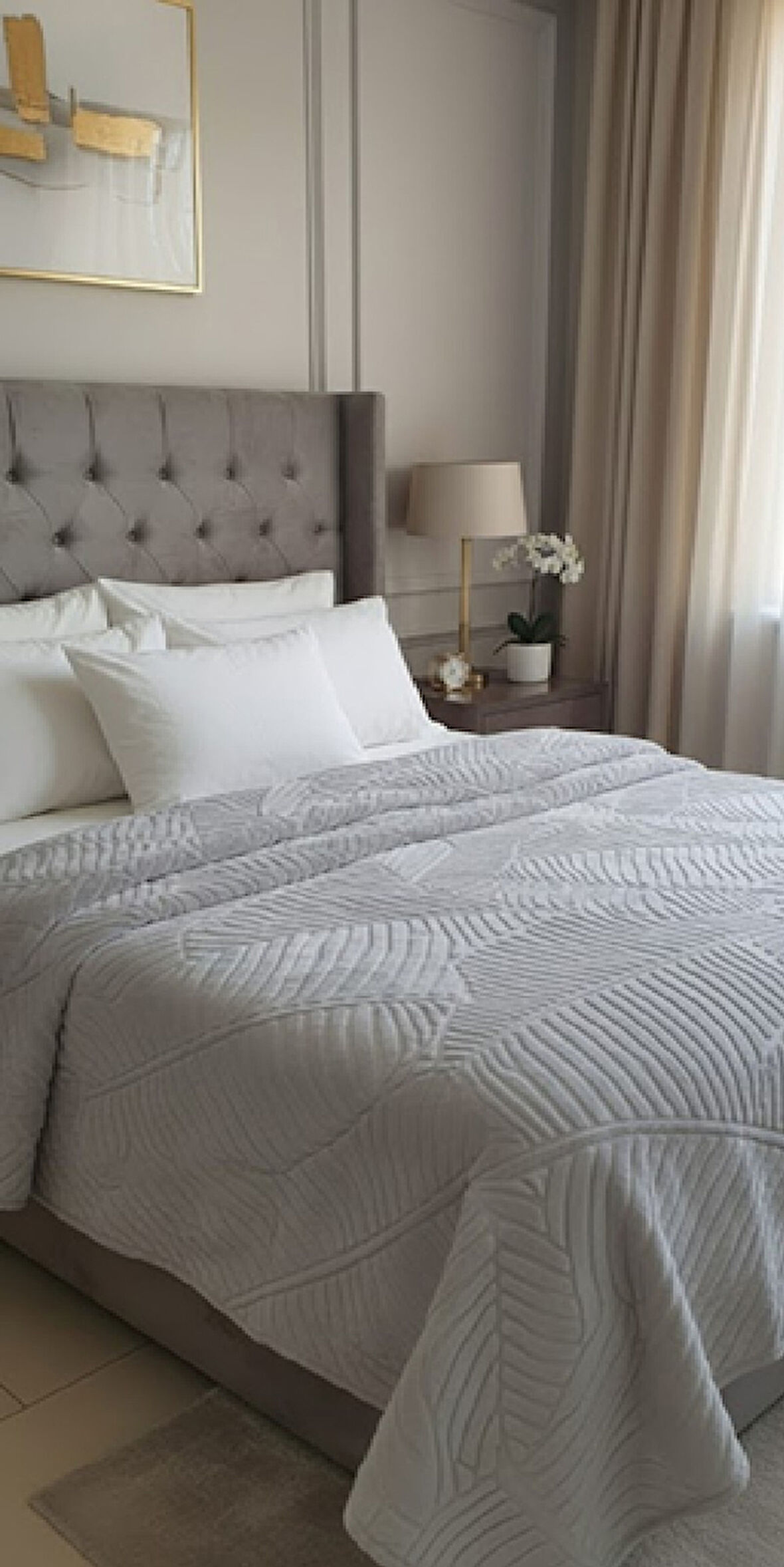 PADİŞAH EMBOSS ÇİFT KİŞİLİK BATTANİYE GRİ