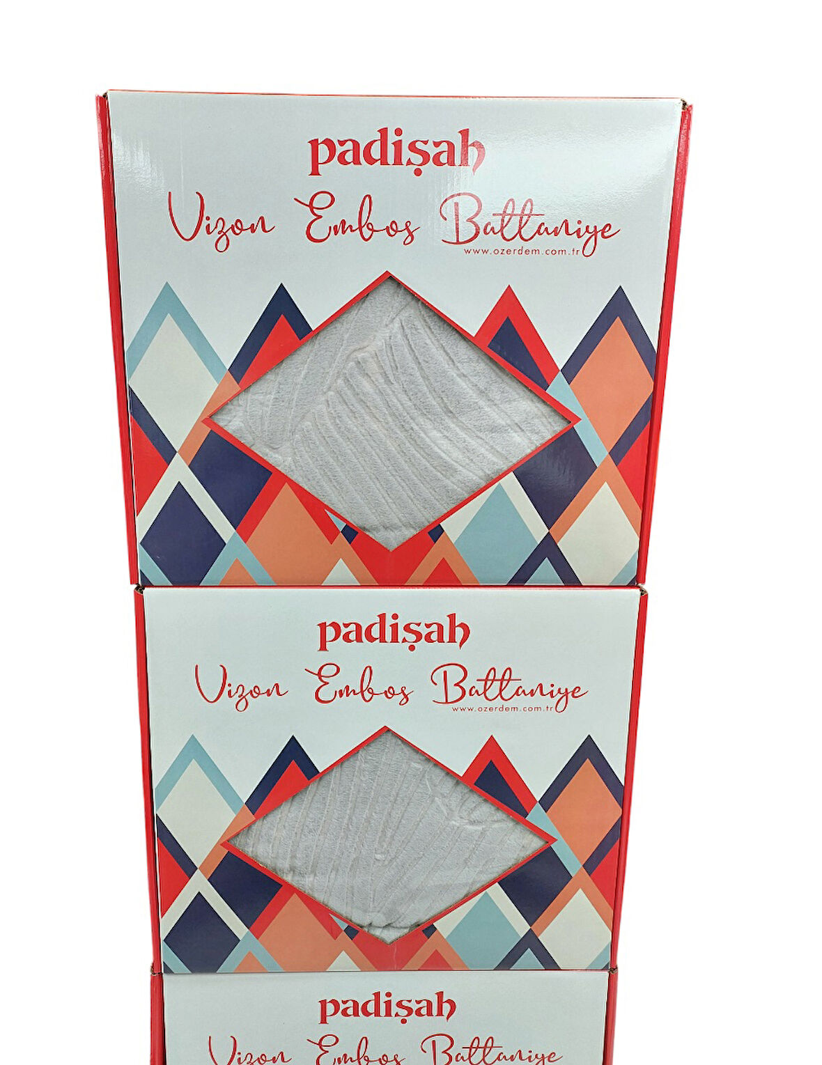 Padişah Embos Kutulu Çift Kişilik Vizon Battaniye (220x240)-Gri
