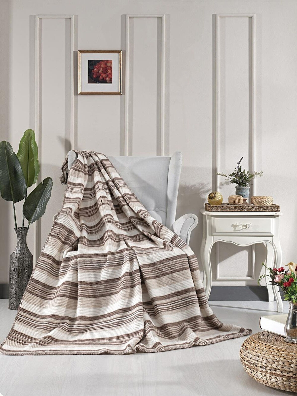 Aksu Waffle Pamuklu Battaniye 180X220 Bej