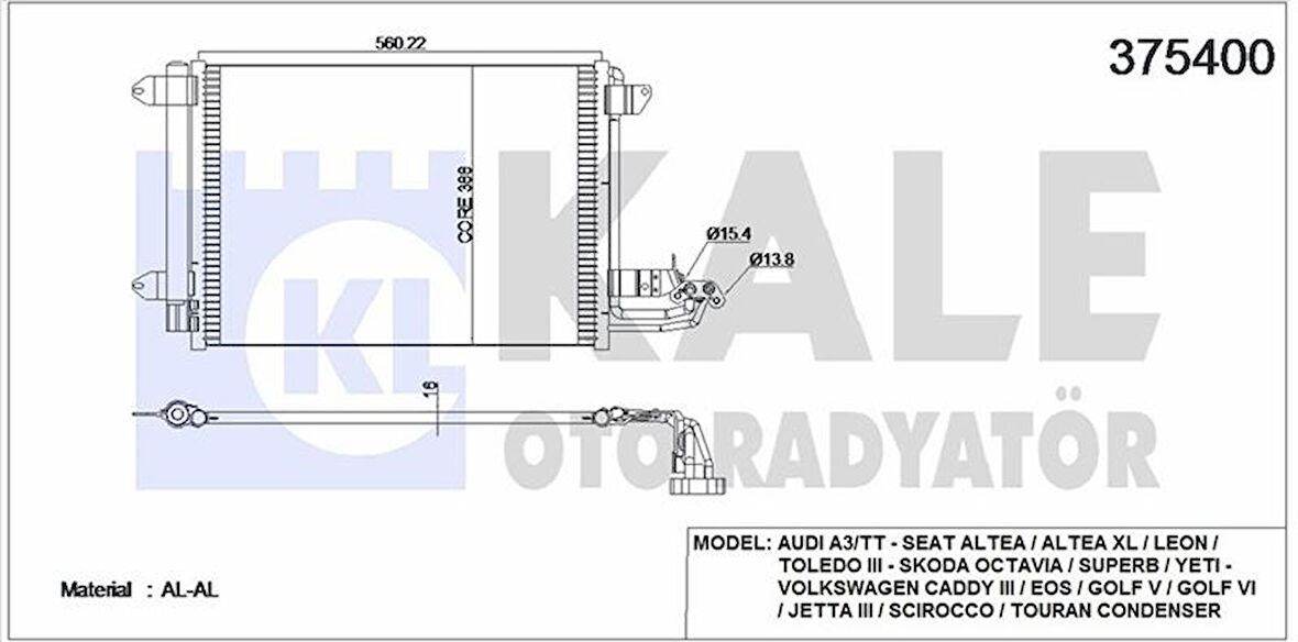 Vw Klima Radyatörü - 8fc 351 301-041 - Kal 375400