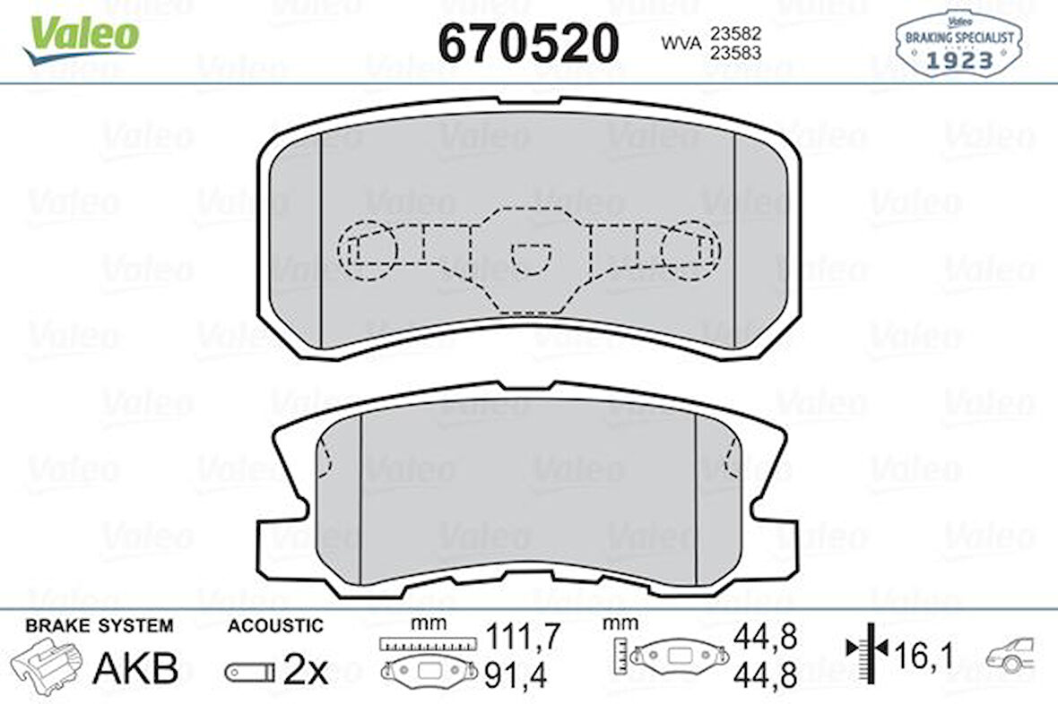 Mitsubıshı Arka Fren Balatası Pajero II 2,5td 12 / 90 04 / 00 Pajero İii3.5 V6 Gdi (04 / 00 ),3,2 DI D (04 / 00 - Valeo 670520