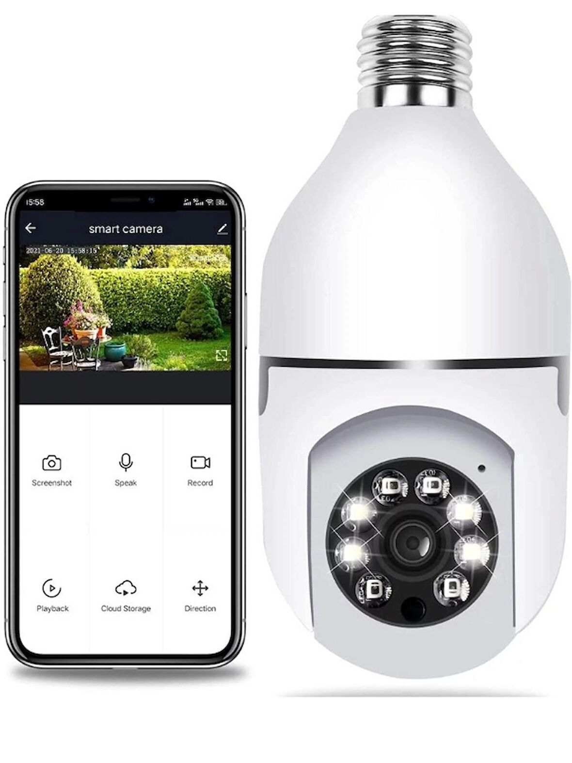 Kablosuz WiFi Ampul 1080p Güvenlik Kamerası İç ve Dış Mekan 2.4GHz WiFi Smart 360 Blm-07