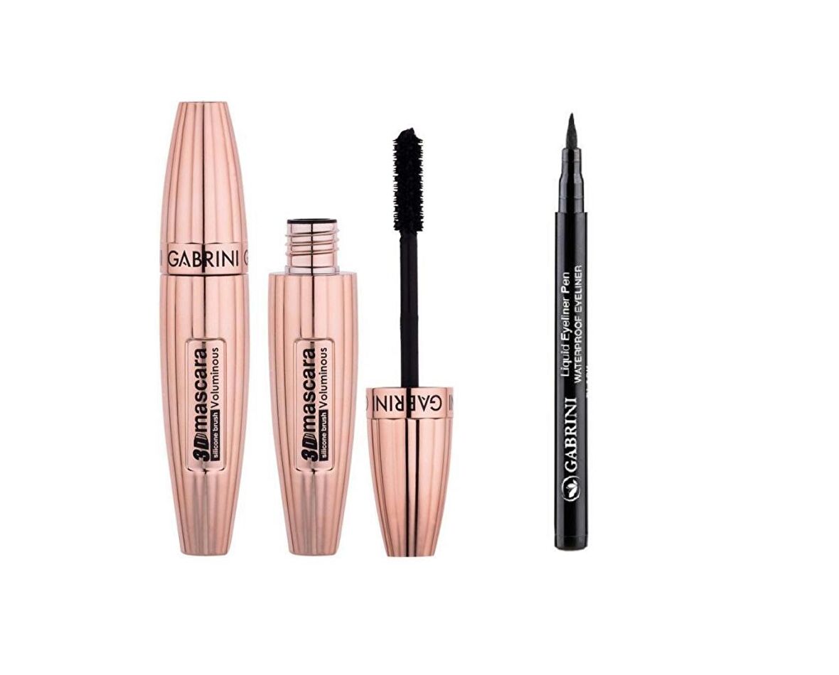 Gabrini 3d Silicon Brush Voluminous Mascara + Siyah LikitEyeliner