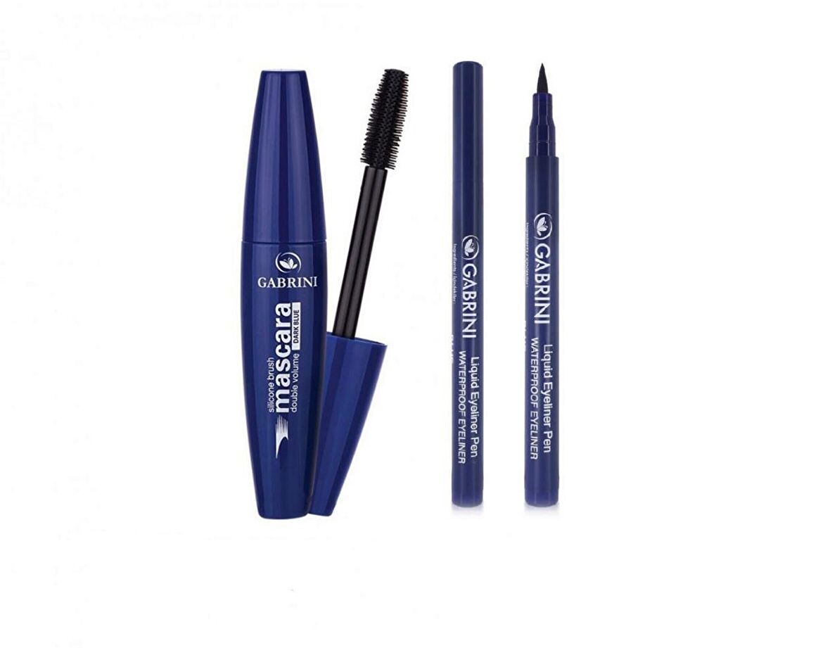 Gabrini Hacim Veren Mavi Maskara + Gabrini Mavi Kalem Eyeliner