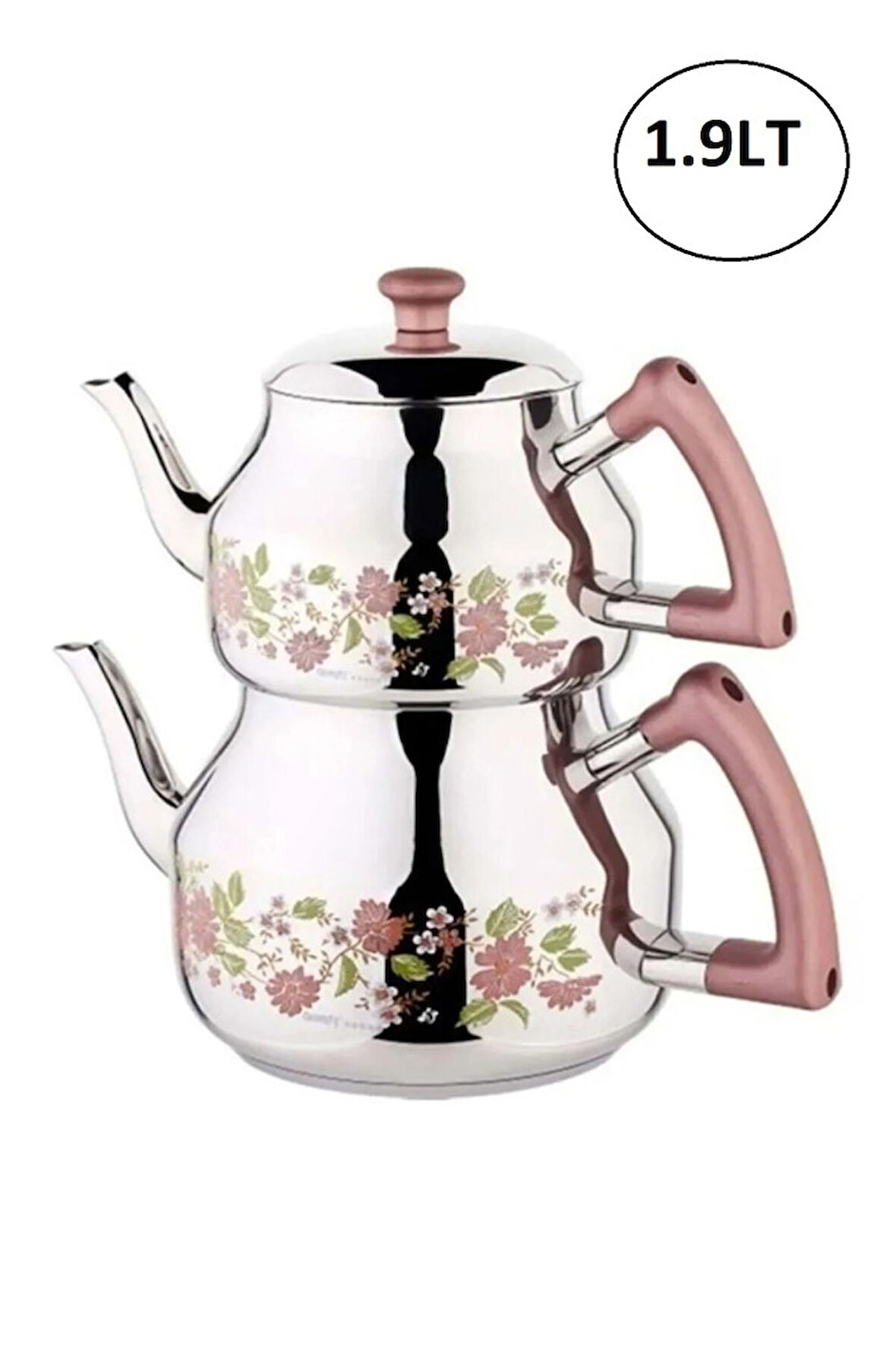 Özkent Marmaris Mini Boy 1,9 Lt Paslanmaz Çelik Desenli Çaydanlık Rosegold K314