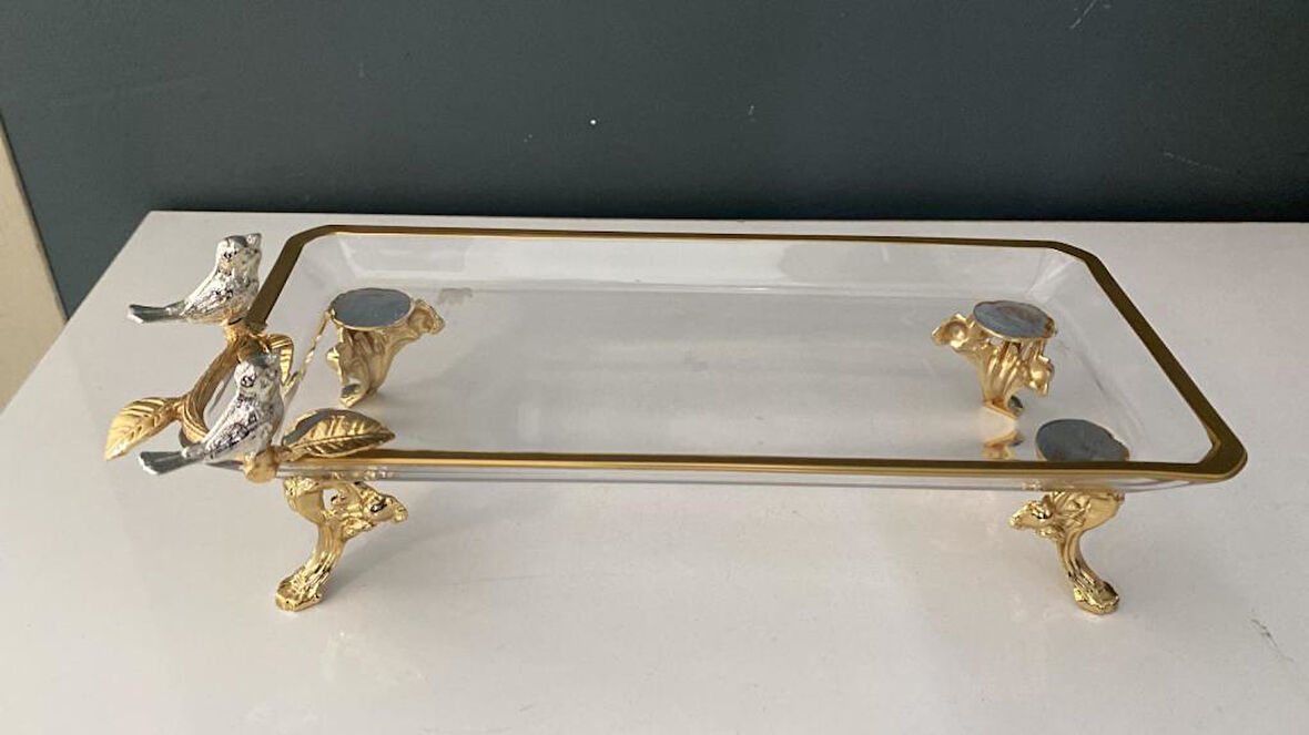 SELİM DEKOR KUŞLU DİKDÖRTGEN SUNUM 14x30x7 CM