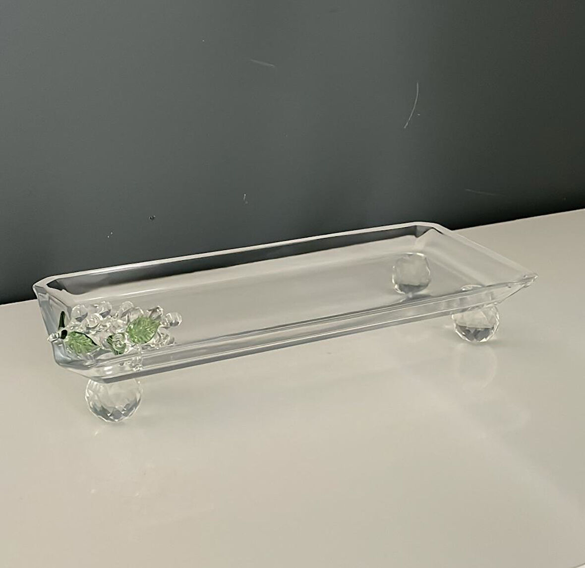 SELİM DEKOR GRAPE DİKDÖRTGEN SUNUM CAM TABAĞI 29,5X14 CM